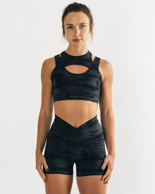 Surface Keyhole Bra - Black Canvas Camo made by Alphalete