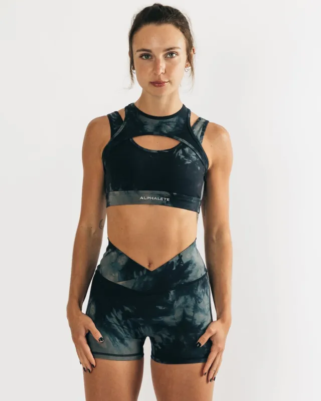 Surface Keyhole Bra - Black Oil Stain made by Alphalete