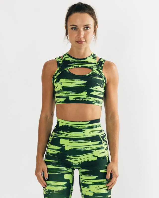 Surface Keyhole Bra - Volt Canvas Camo sold by Alphalete