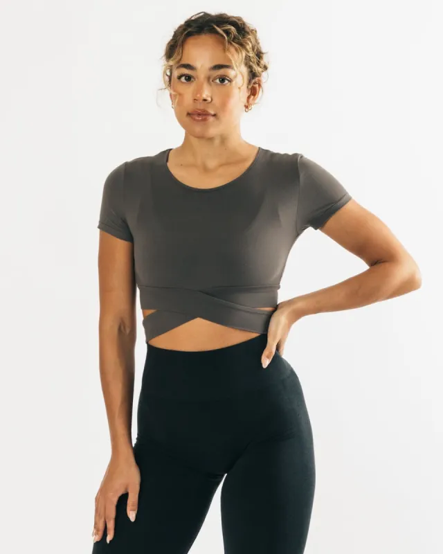 Ultrasoft Wrap Tie Top - Grey sold by Alphalete
