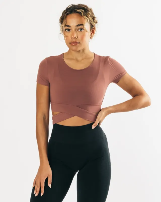 Ultrasoft Wrap Tie Top - Mauve sold by Alphalete