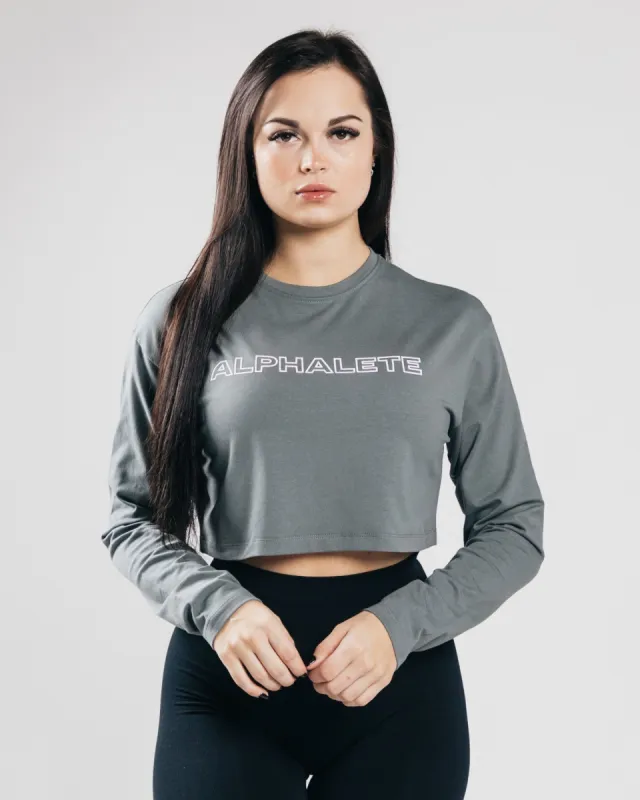 Outlined Long Sleeve Crop - Concrete sold by Alphalete