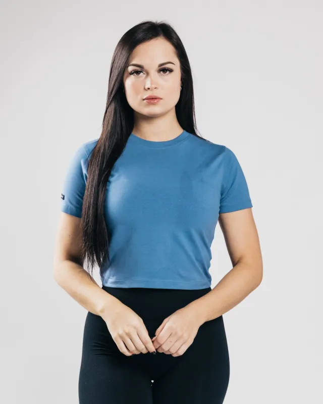 Essential Short Sleeve Crop - Denim Blue sold by Alphalete