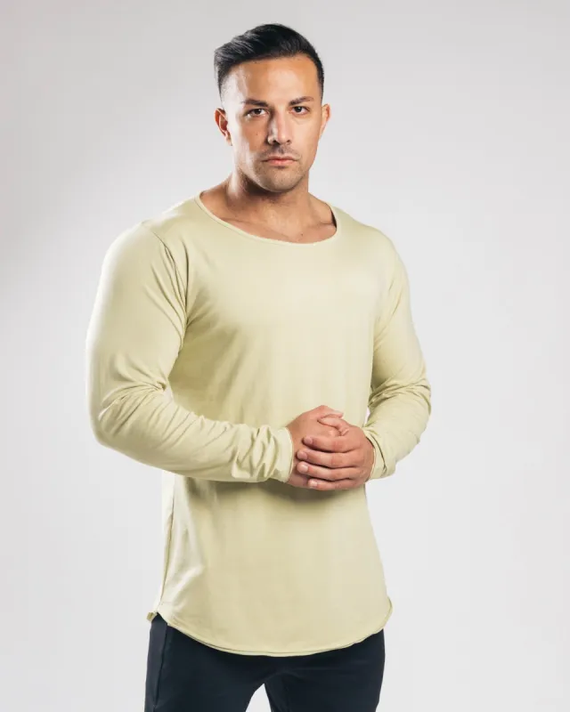 Essential Long Sleeve Scoop Tee - Light Olive sold by Alphalete