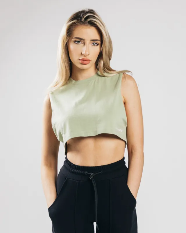 Heavy Cotton Cropped Cutoff - Matcha sold by Alphalete