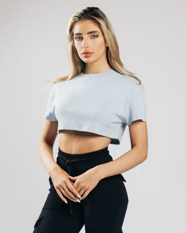 Heavy Cotton Dropped Shoulder Crop - Lotus Blue sold by Alphalete