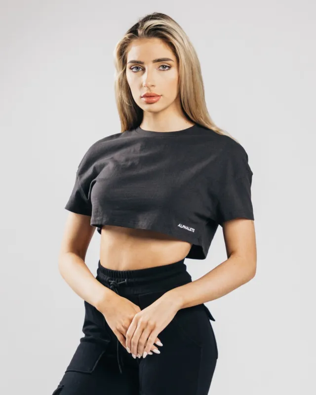 Heavy Cotton Dropped Shoulder Crop - Faded Black sold by Alphalete