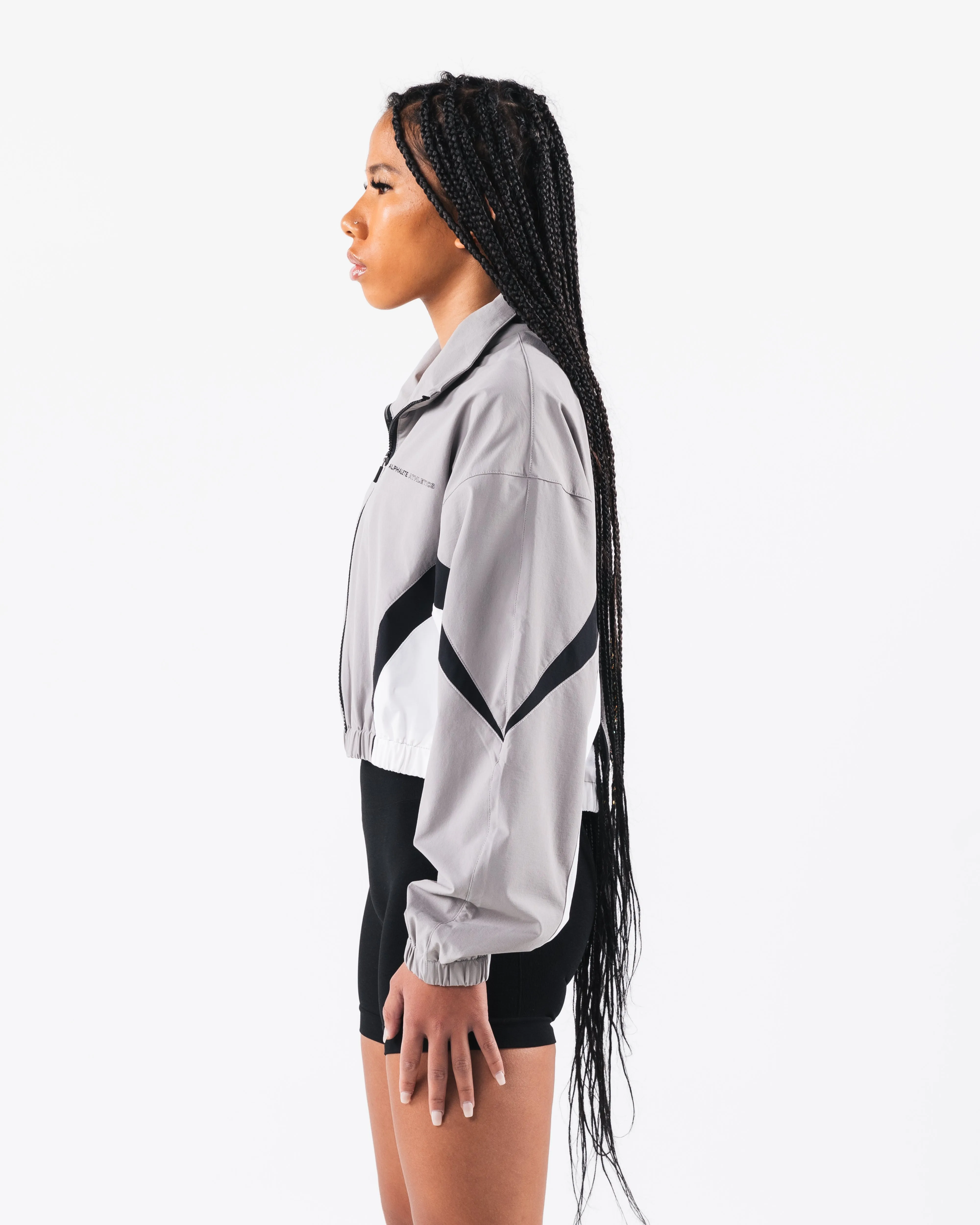 Retro Crop Jacket - Smoke / White sold by Alphalete product image thumbnail 3