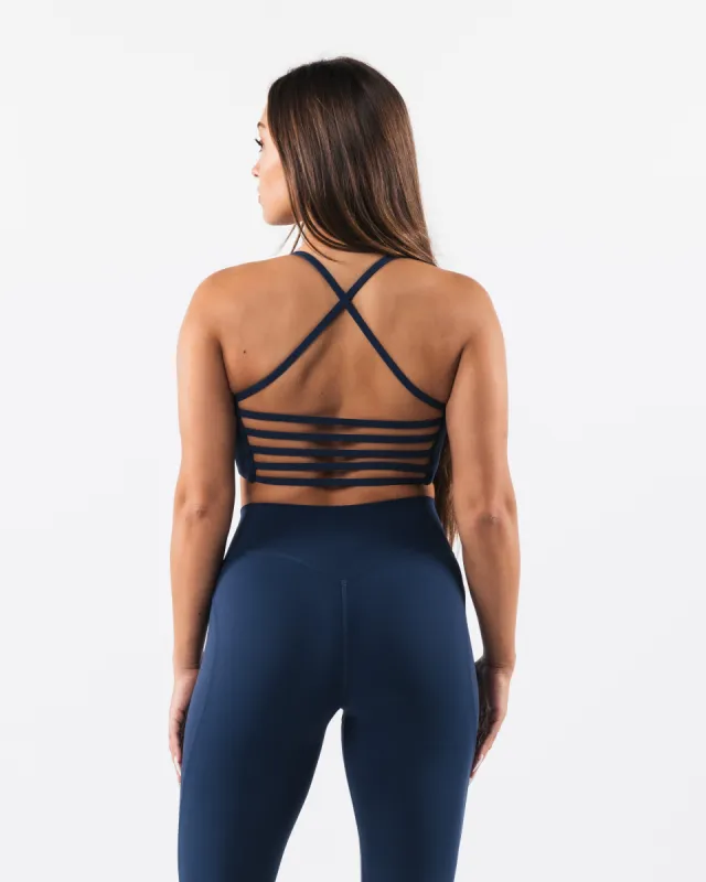 Aura Strappy Longline Bra - Ink sold by Alphalete