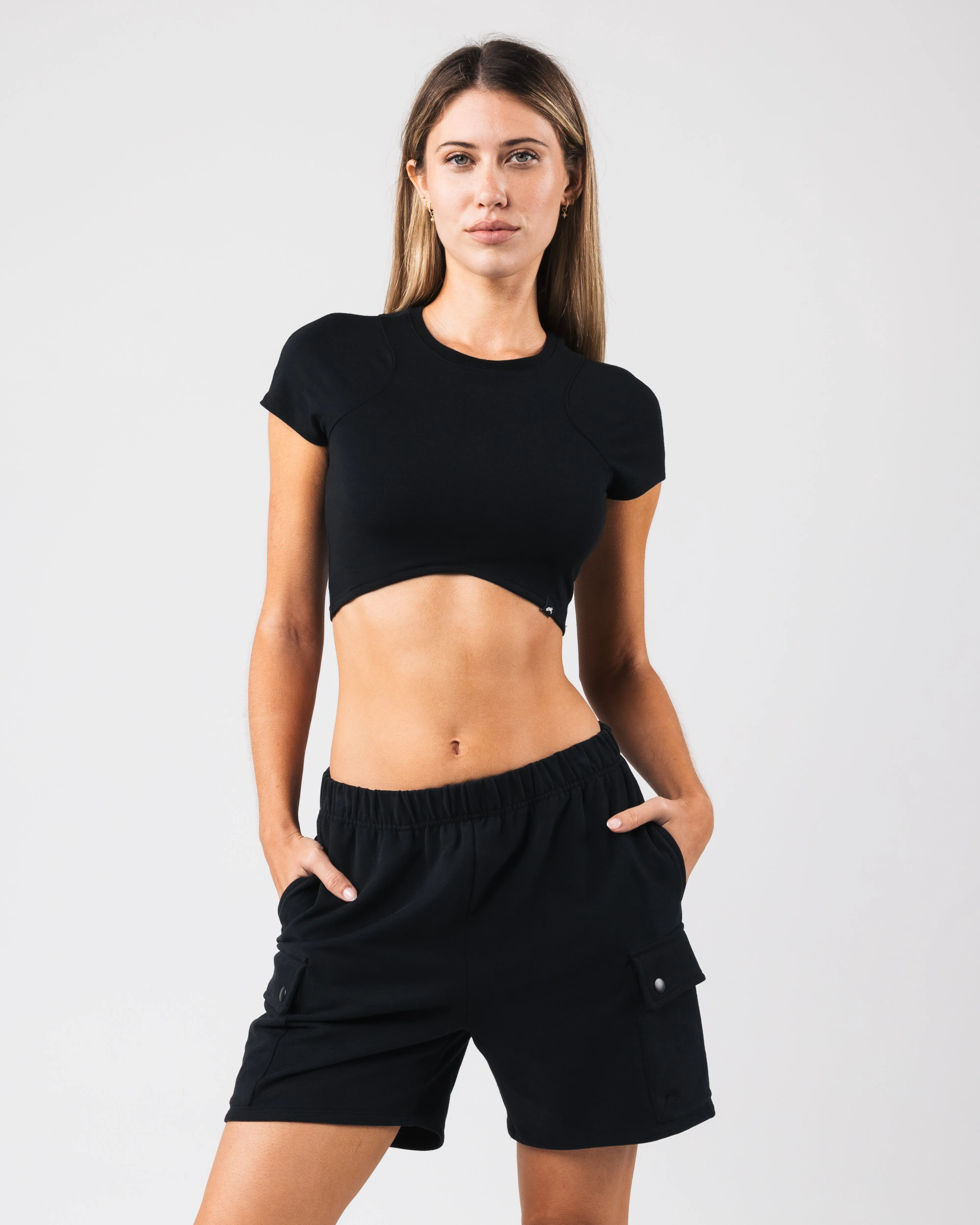 Angled Crop Tee - Black sold by Alphalete