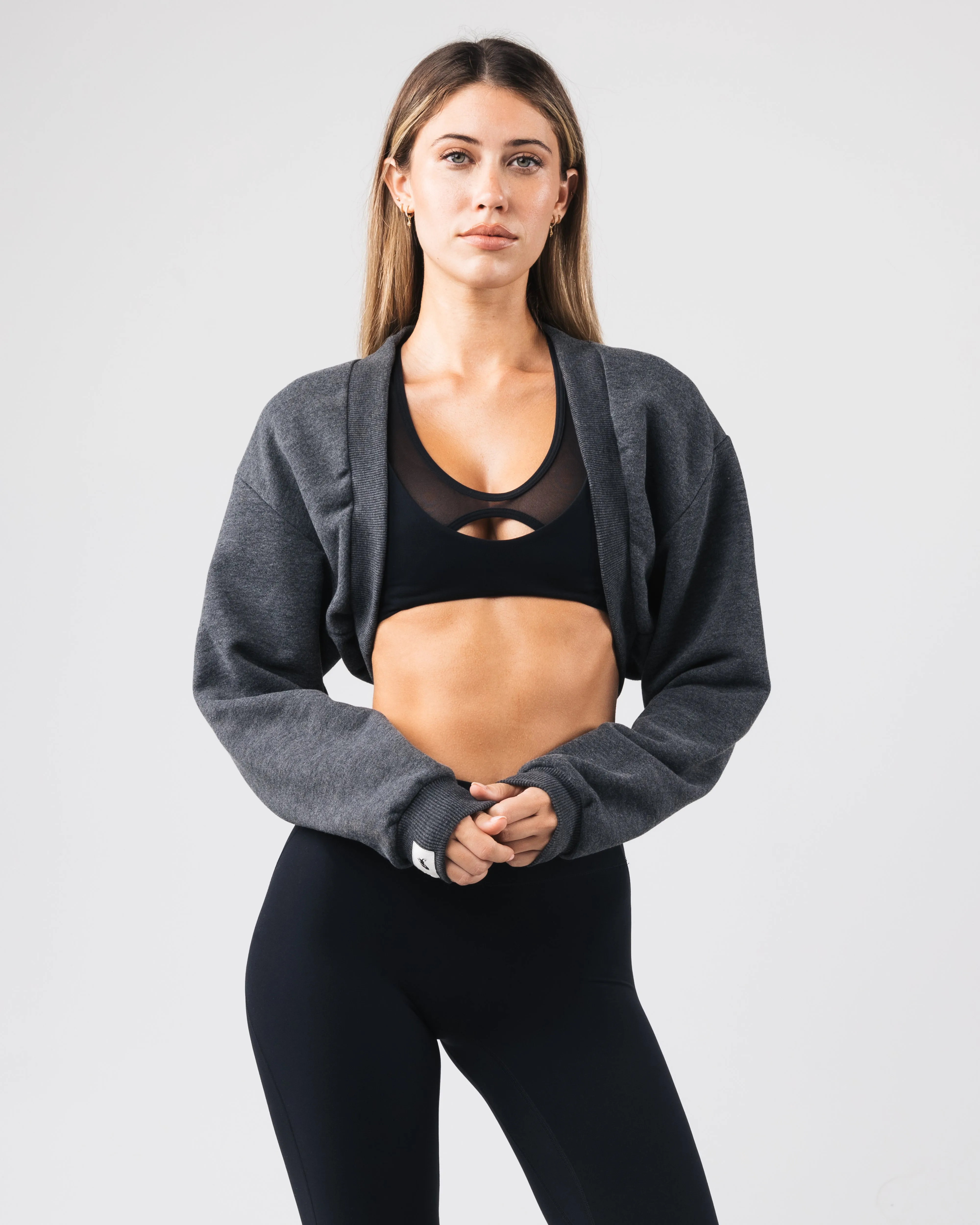 Overlay Shrug - Heather Black sold by Alphalete