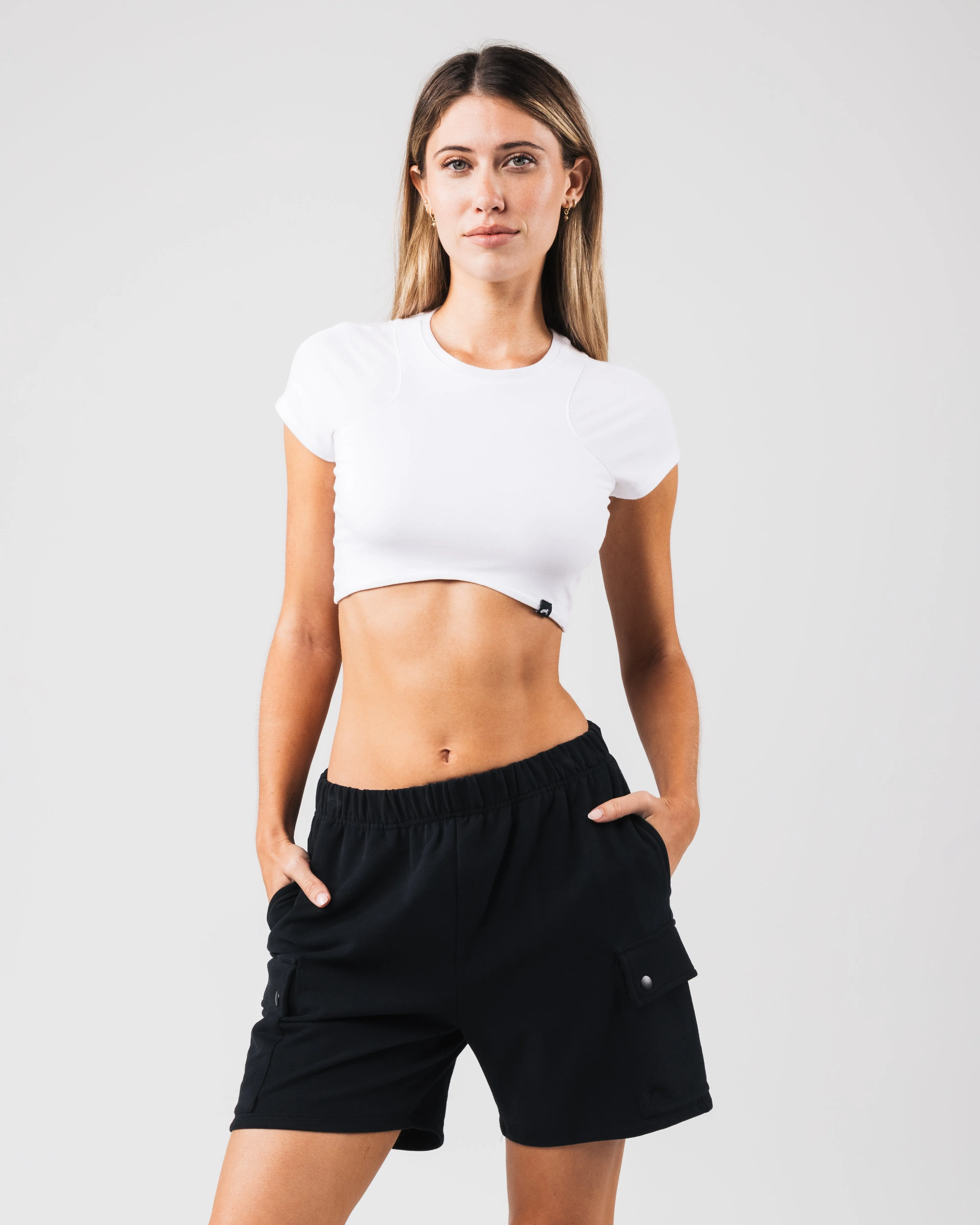 Angled Crop Tee - White sold by Alphalete