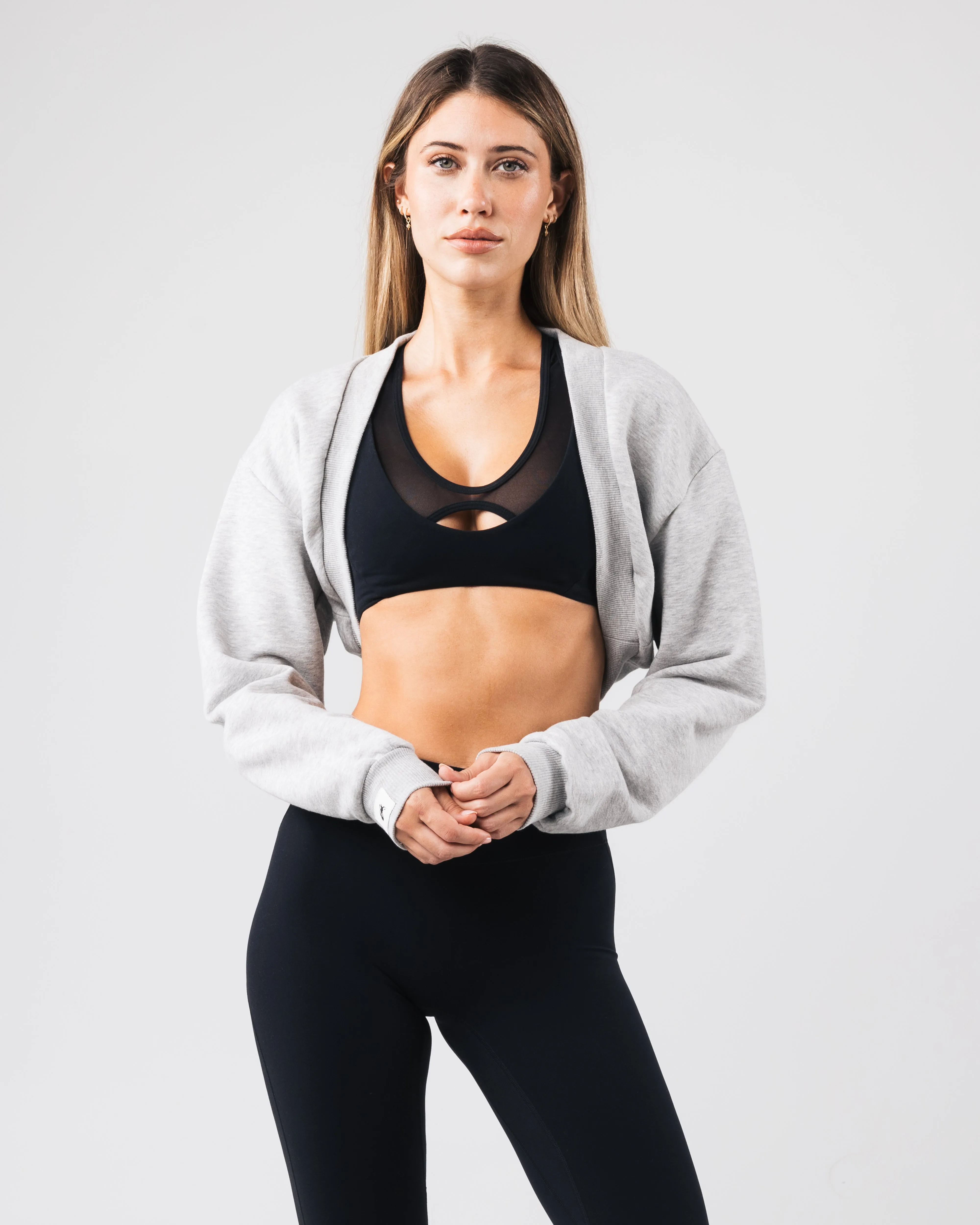 Overlay Shrug - Heather Cloud sold by Alphalete