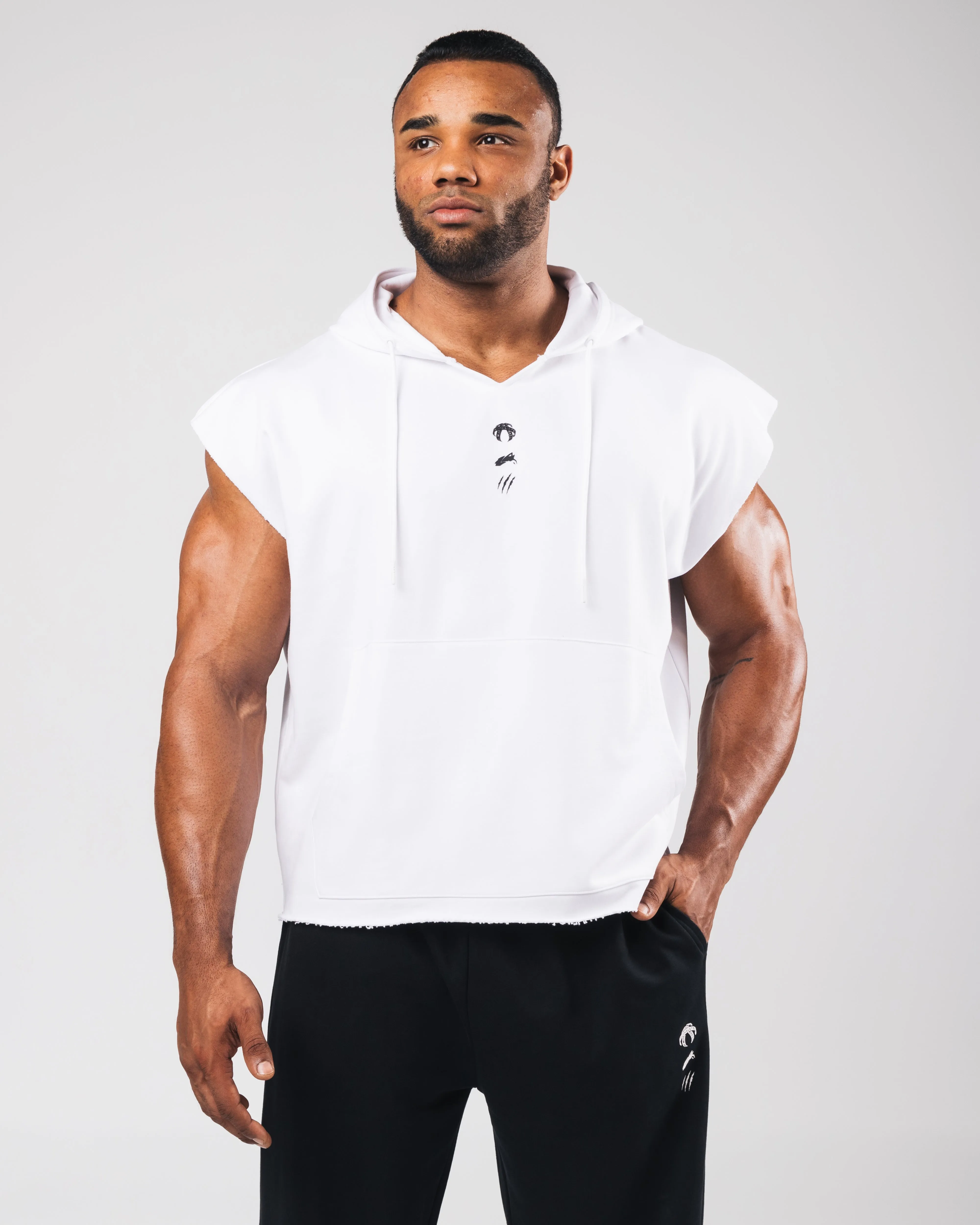 Three Pillar Capped Hoodie - White sold by Alphalete