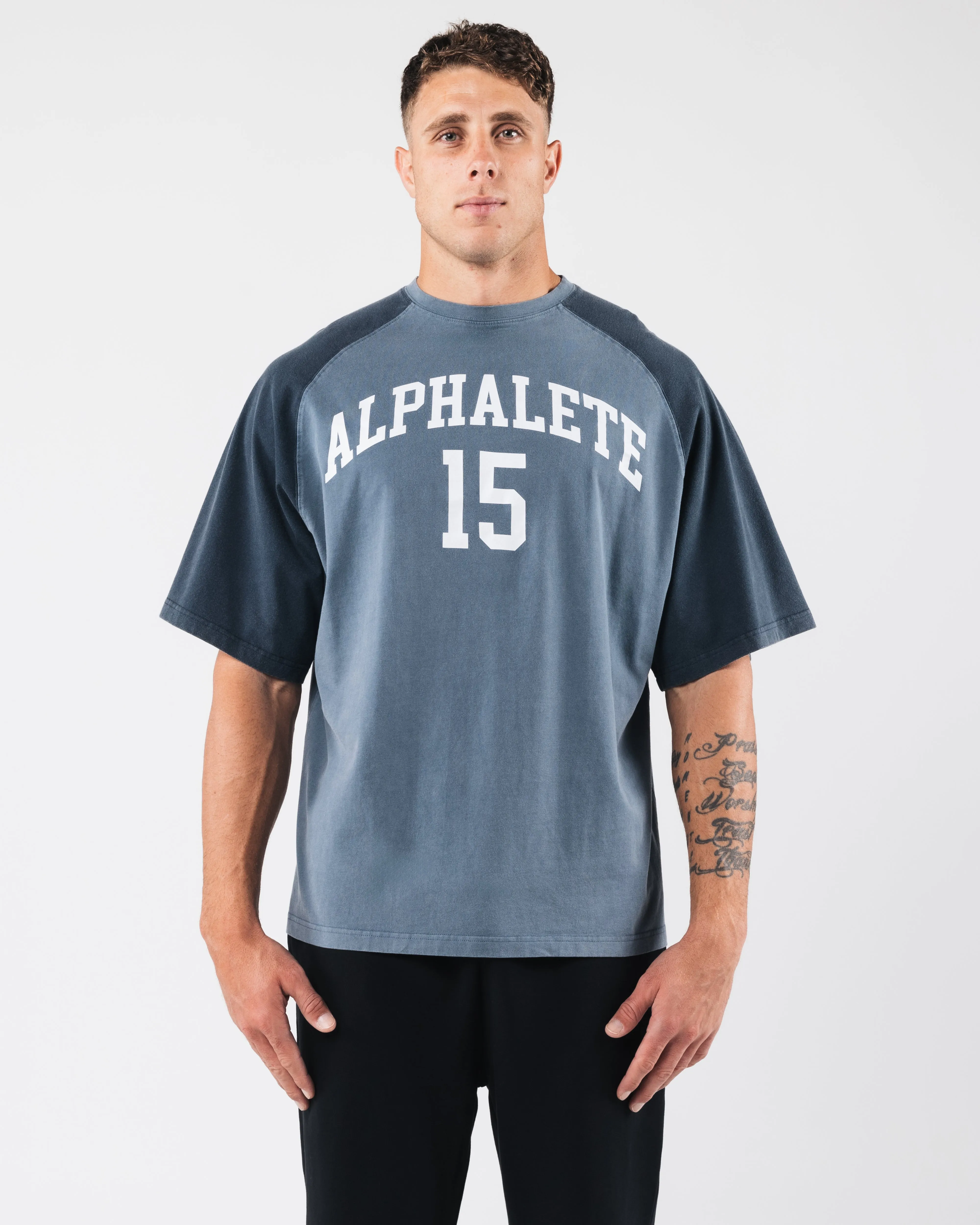 League Box Tee - Marine sold by Alphalete