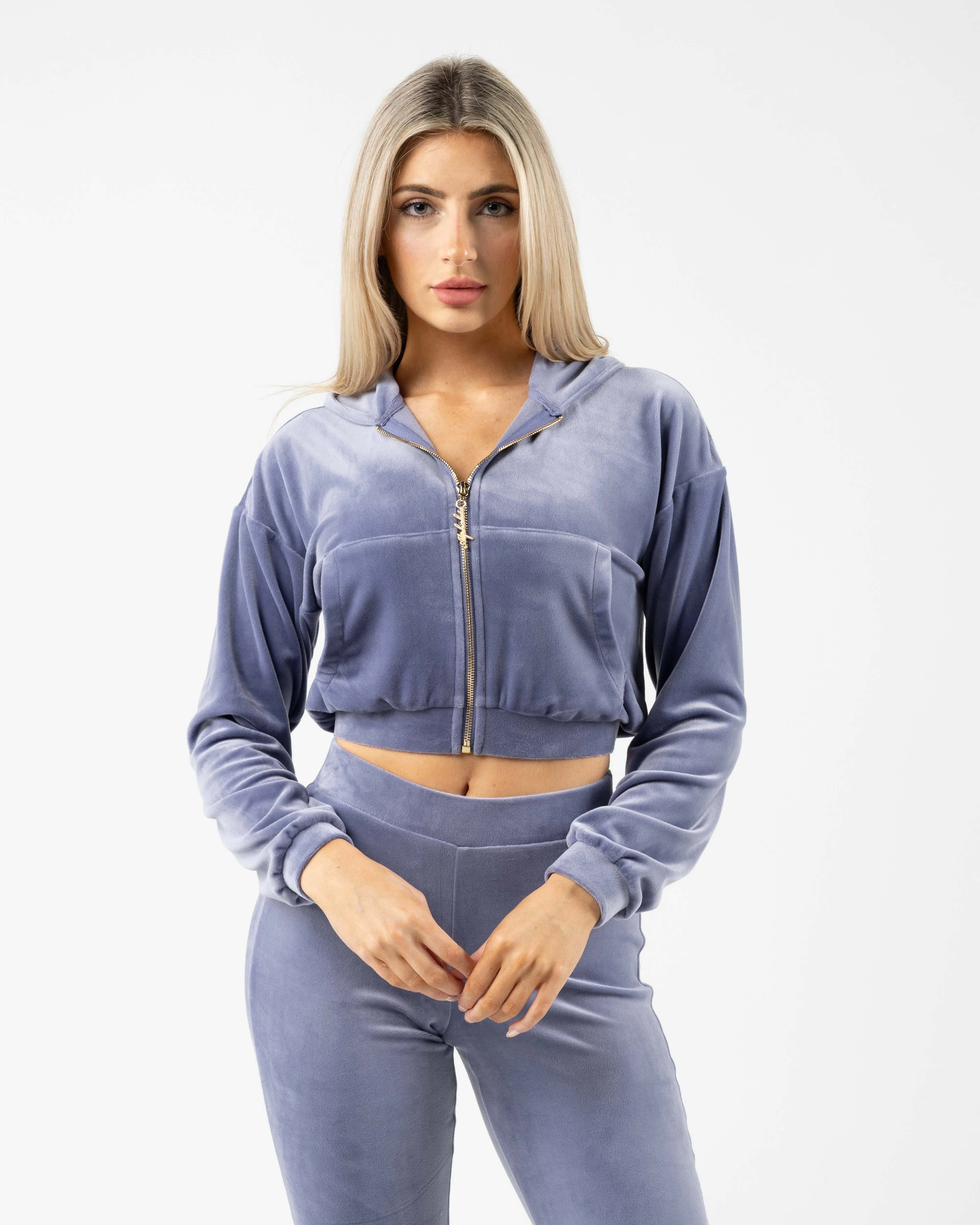 Velour Zip Hoodie - Dusty Blue sold by Alphalete