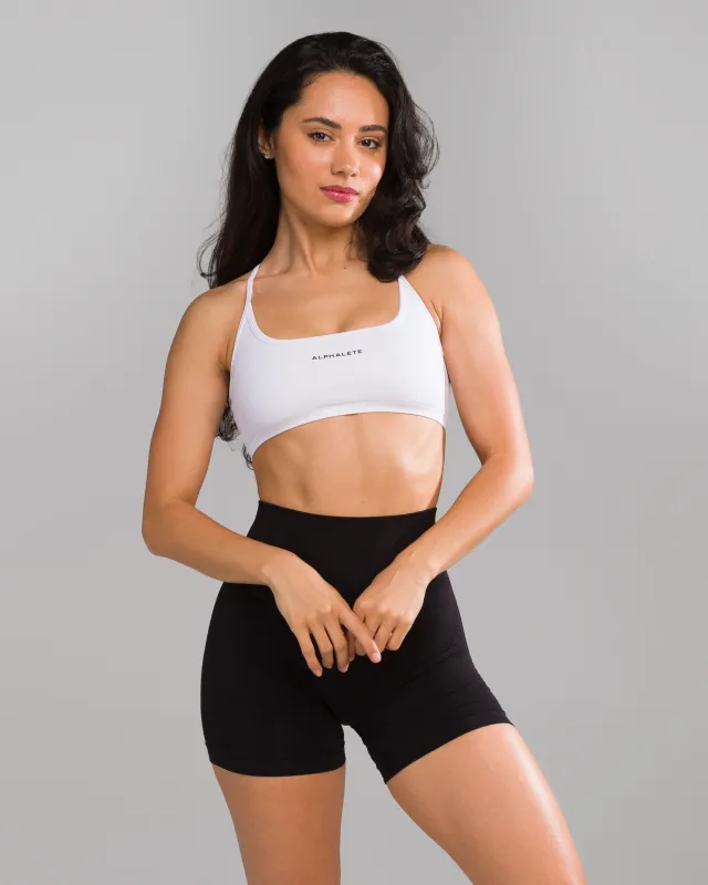 Amplify Open Back Bra - White sold by Alphalete