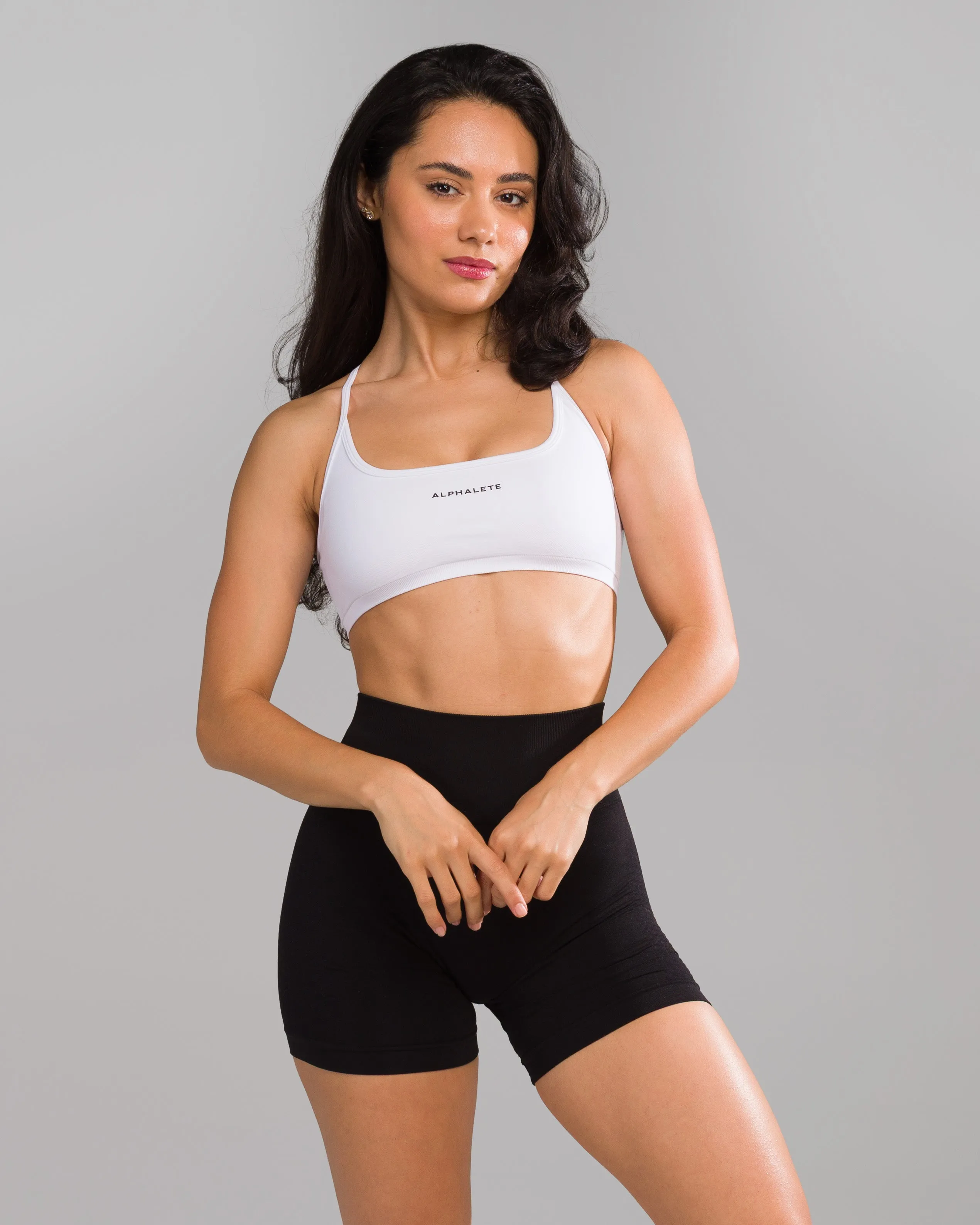 Amplify Open Back Bra - White sold by Alphalete