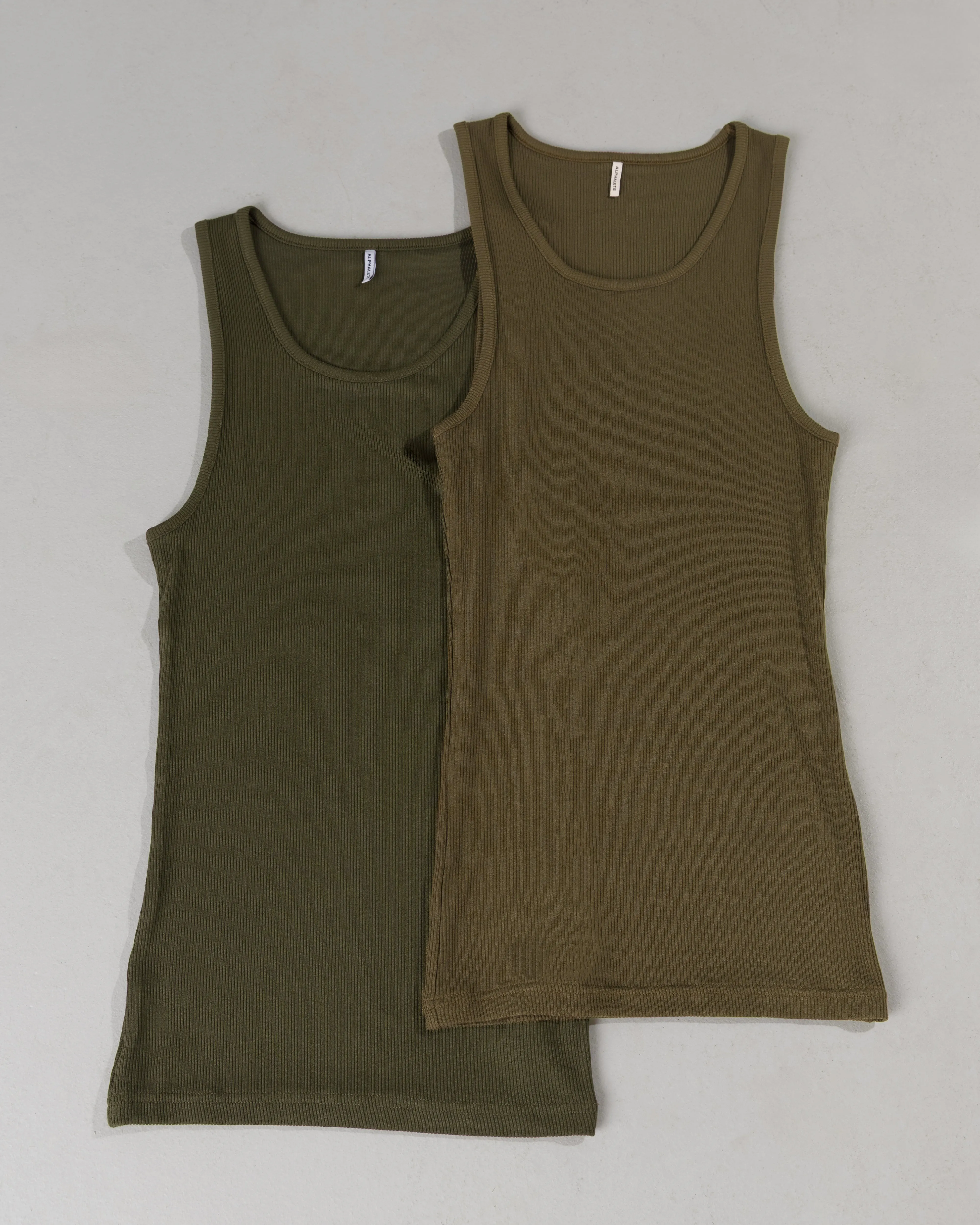 Zero Ribbed Tank 2pk - Signature Green / Signature Brown sold by Alphalete