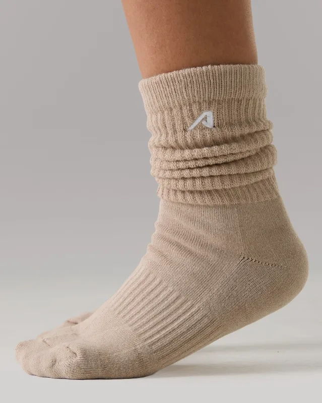 Scrunch Sock 3pk - White / Wheat / Heather Grey sold by Alphalete