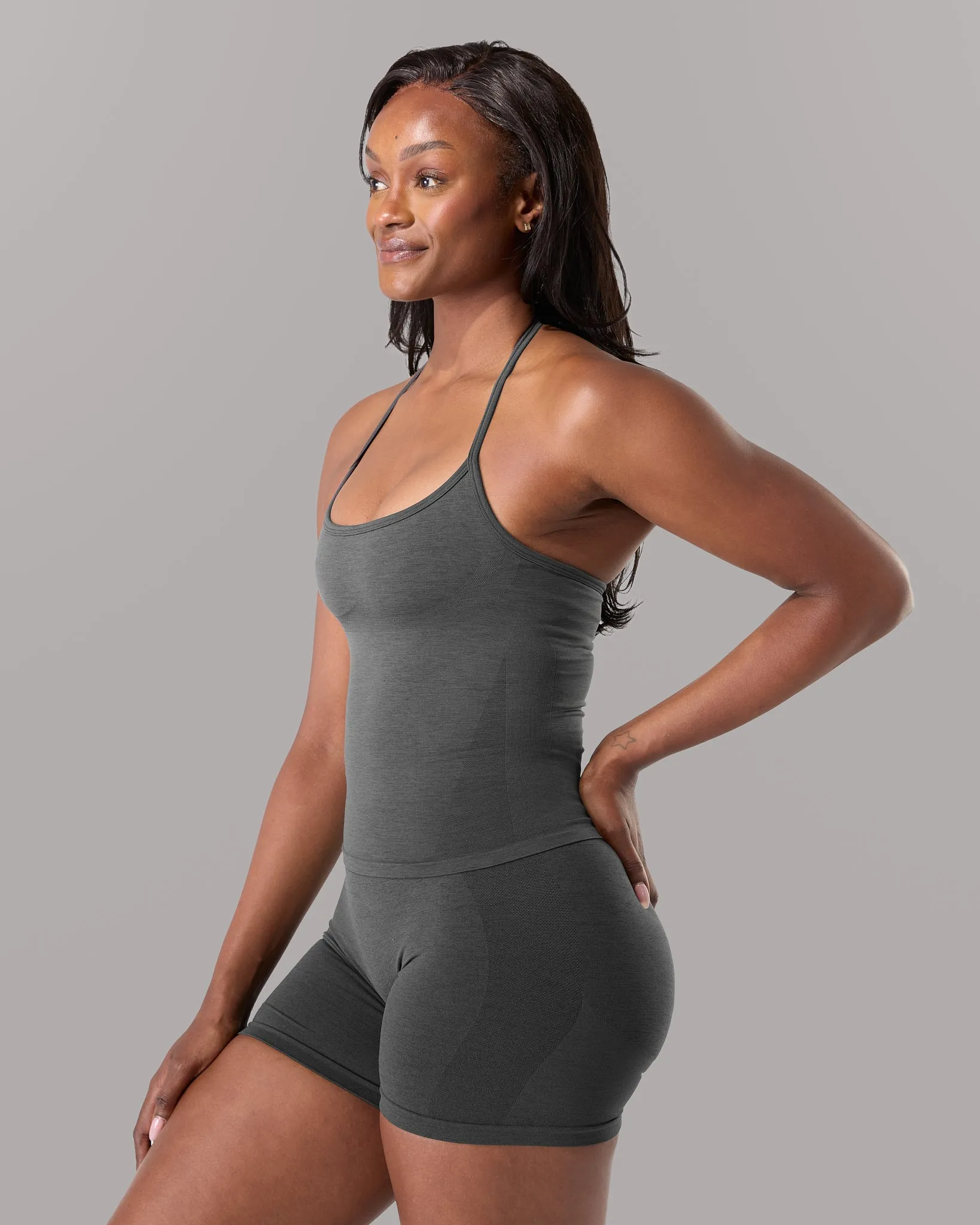 Halter Push Tank - Dark Heather Grey sold by Alphalete product image thumbnail 4