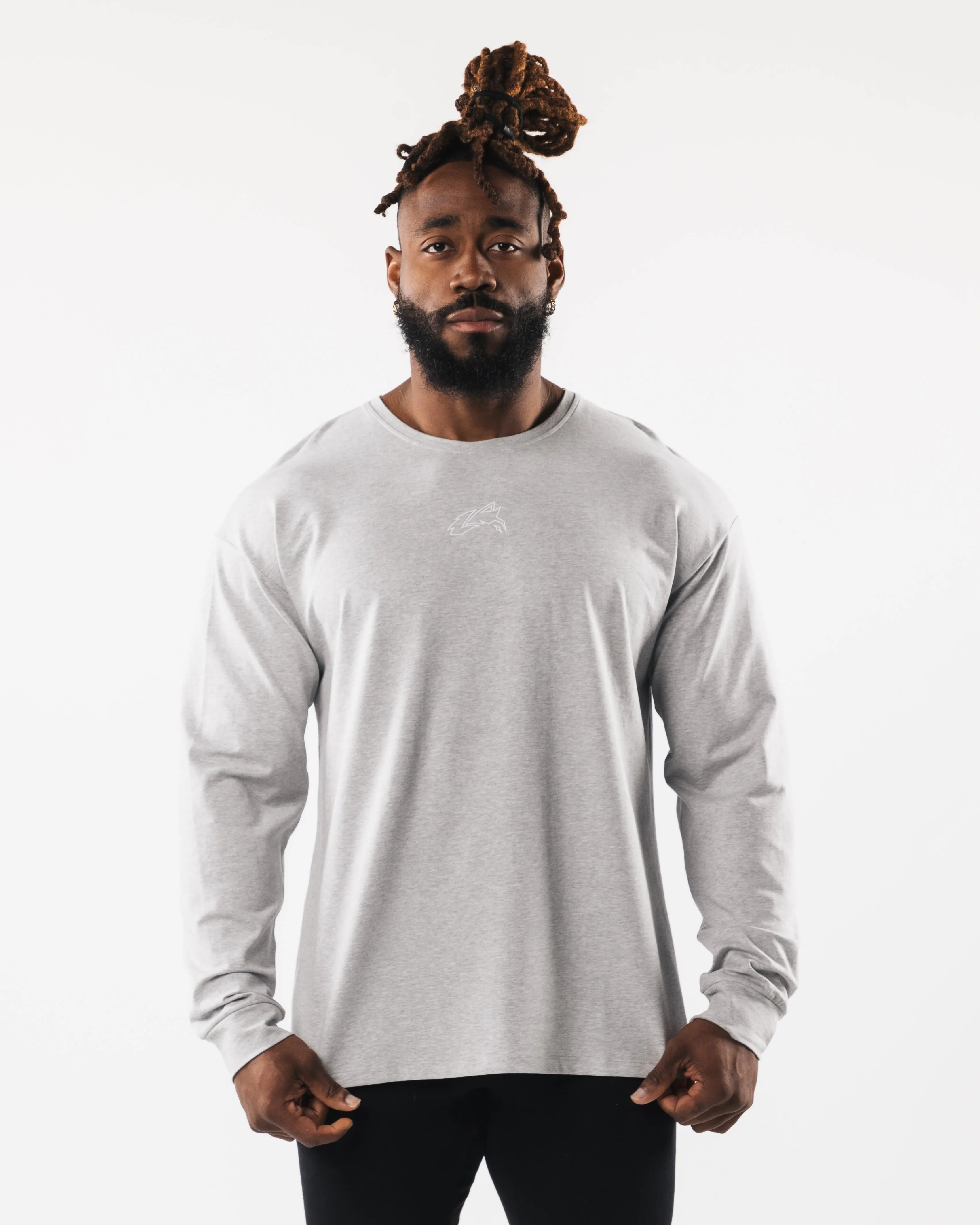 Wolf Head LS Tee - Heather Grey sold by Alphalete