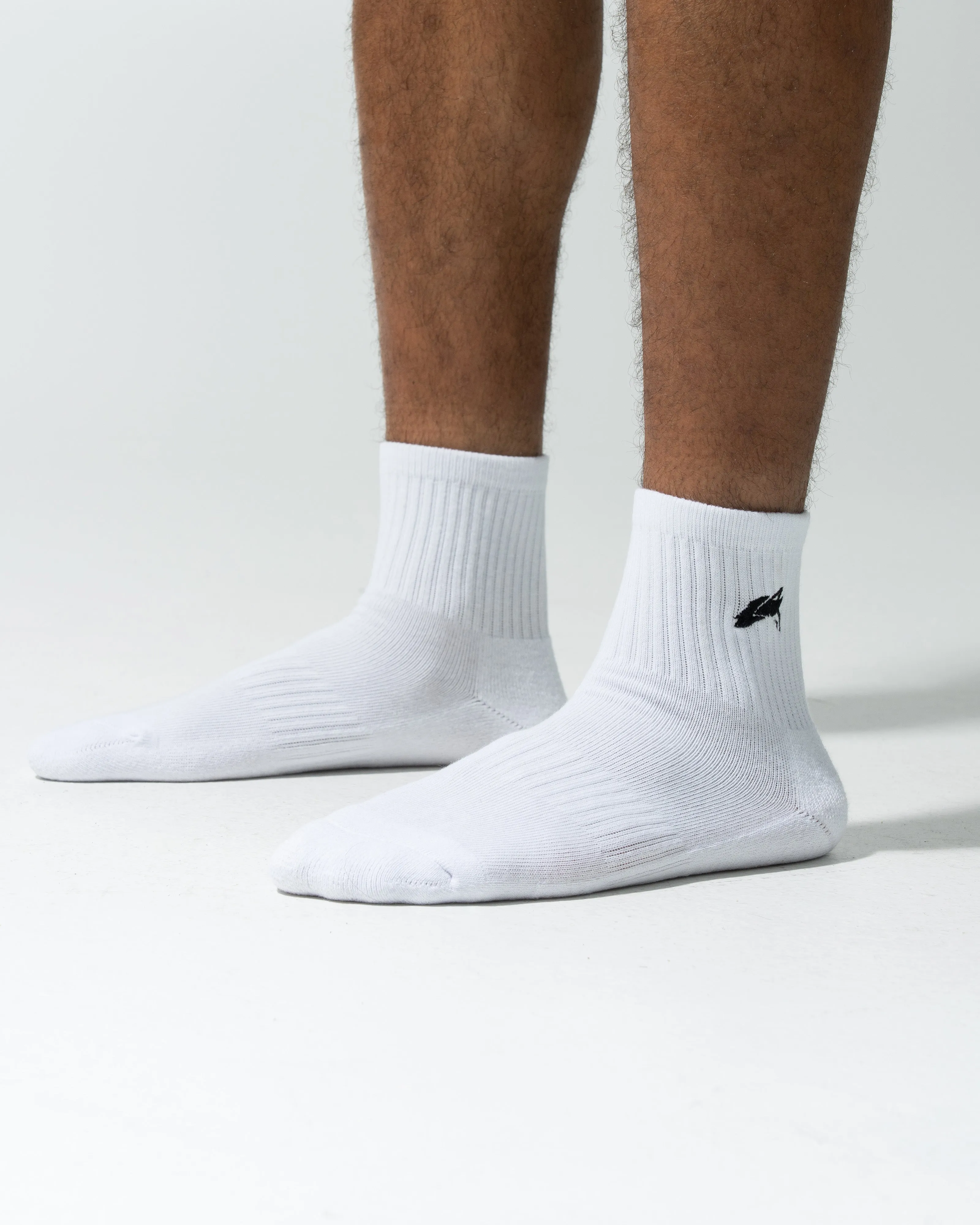 Elite Wolf Quarter Crew Sock 3pk - White sold by Alphalete