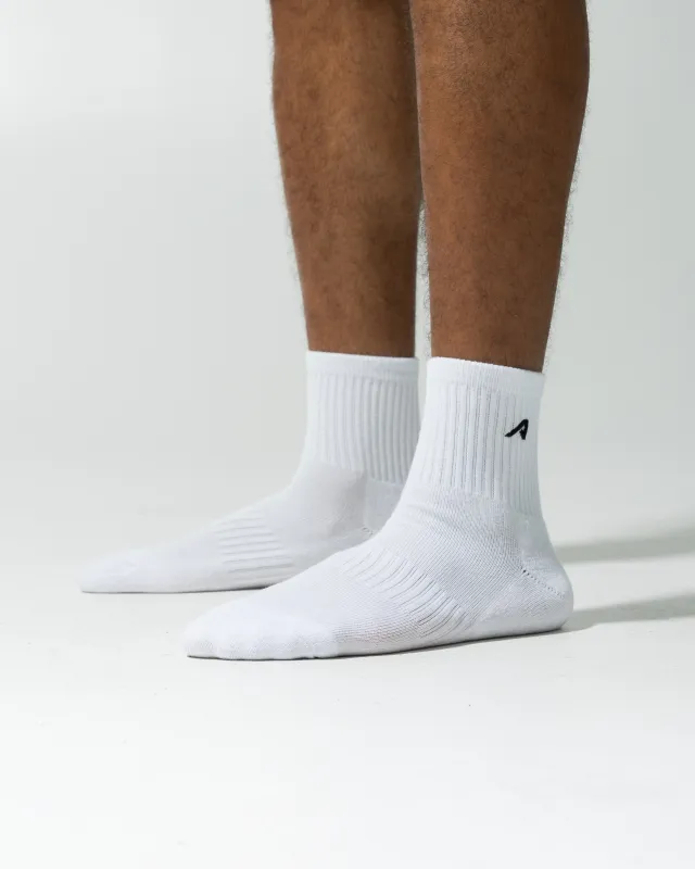 Elite A Quarter Crew Sock 3pk - White made by Alphalete