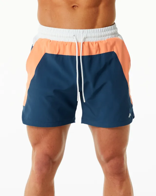 Swim Trunk 5.5" - Orange / Blue sold by Alphalete