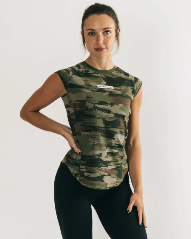 Velocity Tee - Olive Canvas Camo sold by Alphalete
