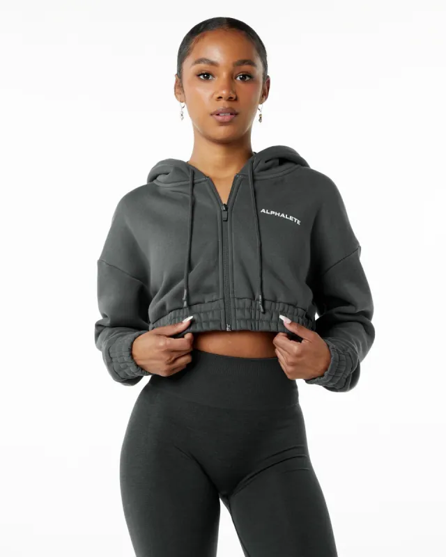Classic Capital Full-Zip Crop Jacket - Smoke sold by Alphalete