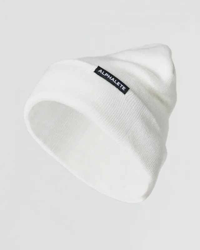 Essential Foldover Beanie - White sold by Alphalete