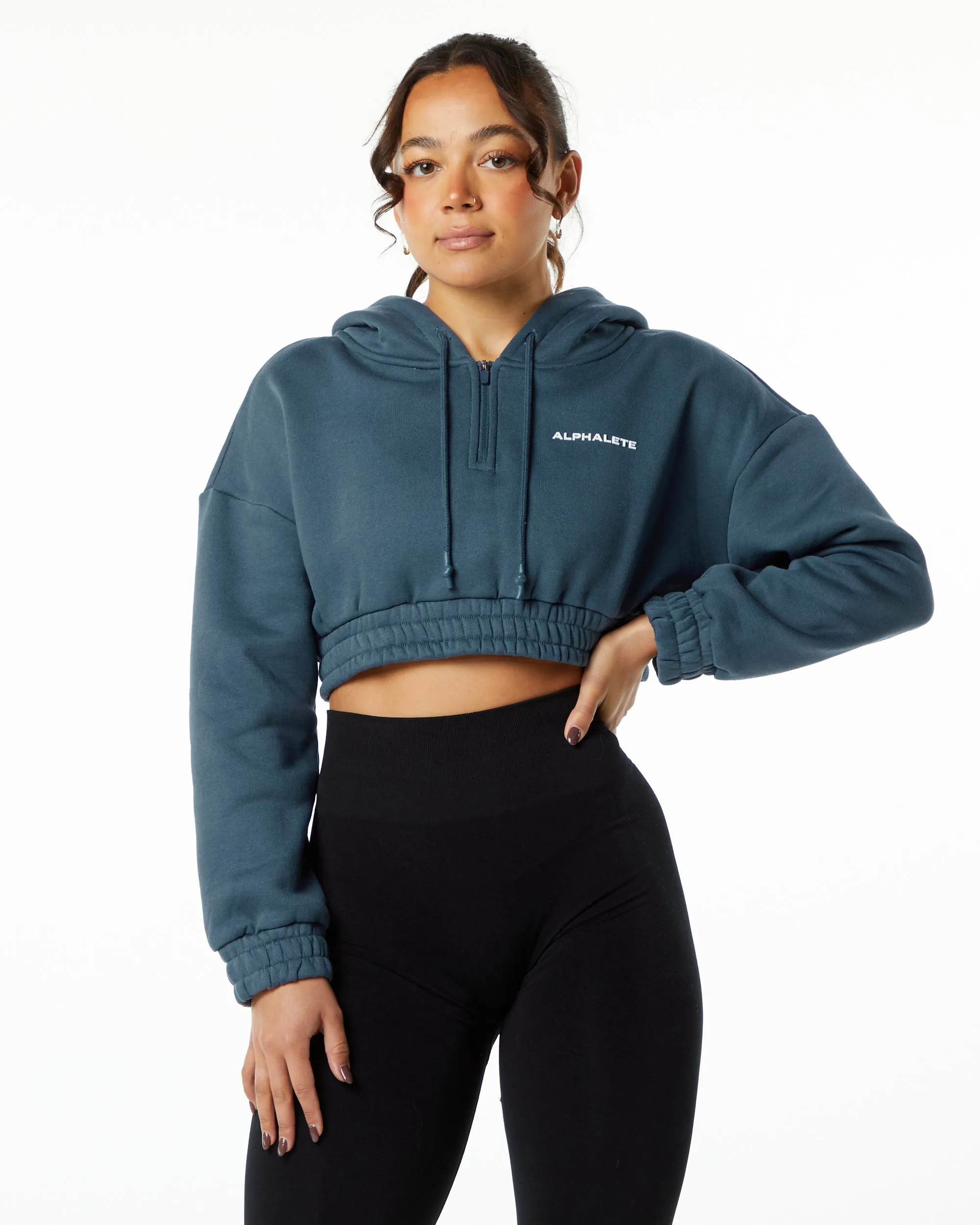 Classic Capital Crop Hoodie - Whale Blue sold by Alphalete