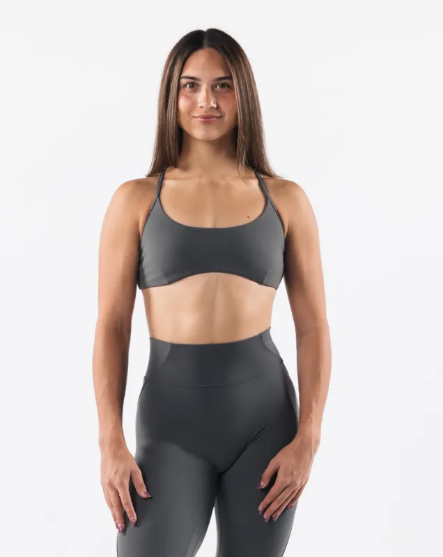 Aura Strappy Bra - Pewter sold by Alphalete
