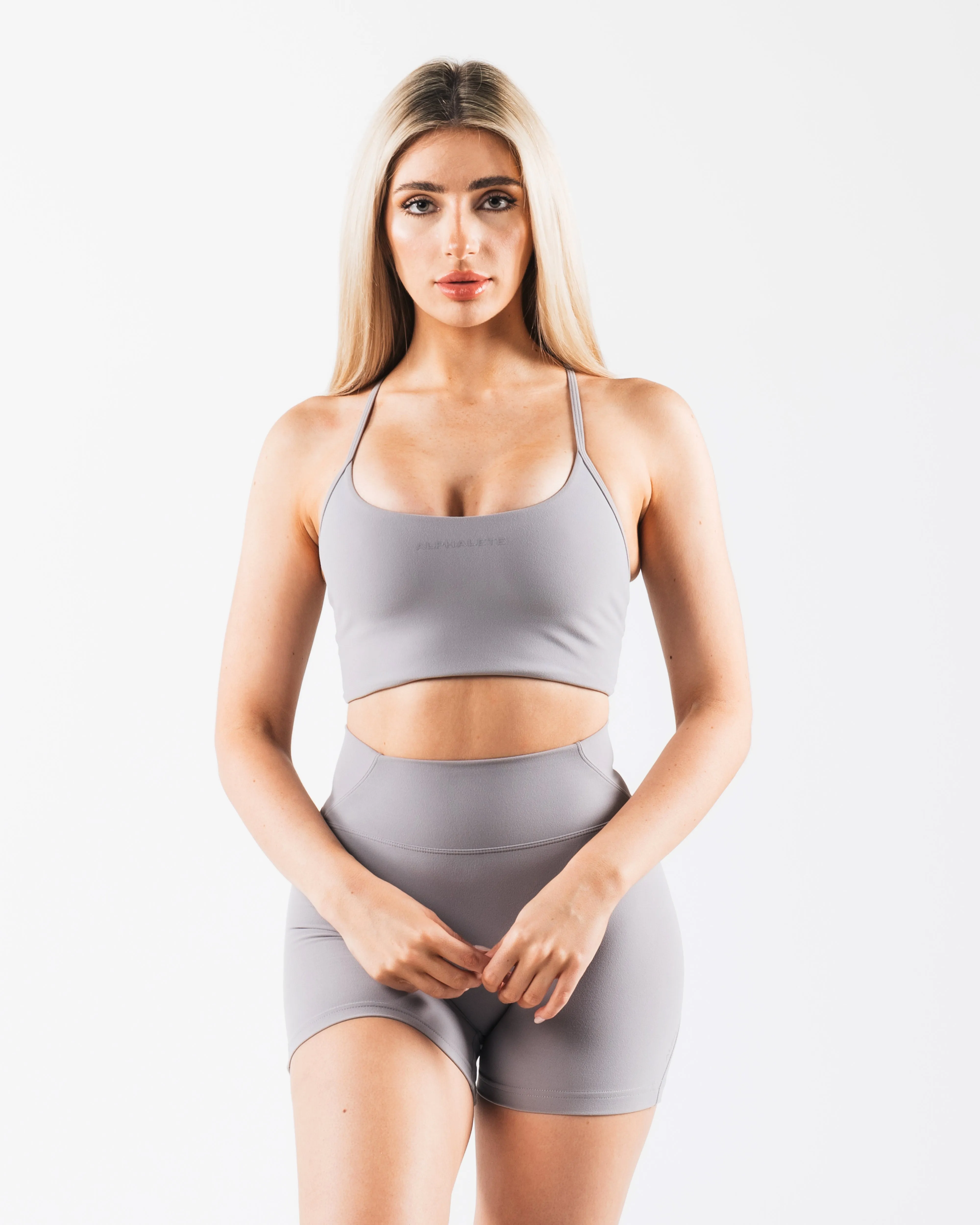 Aura Strappy Longline Bra - Smoke sold by Alphalete product image thumbnail 2