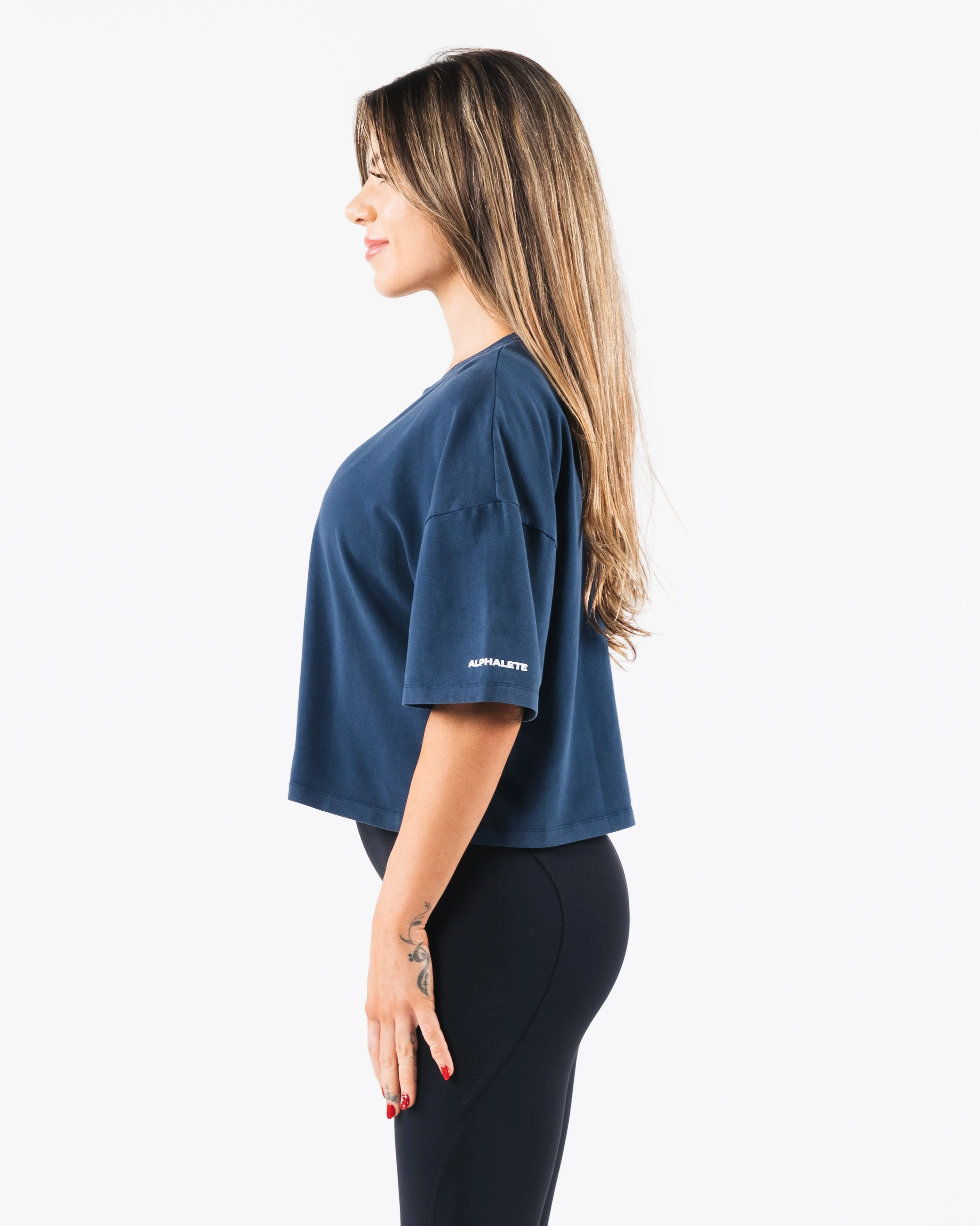 Wolf Crop Tee - Denim sold by Alphalete product image thumbnail 3