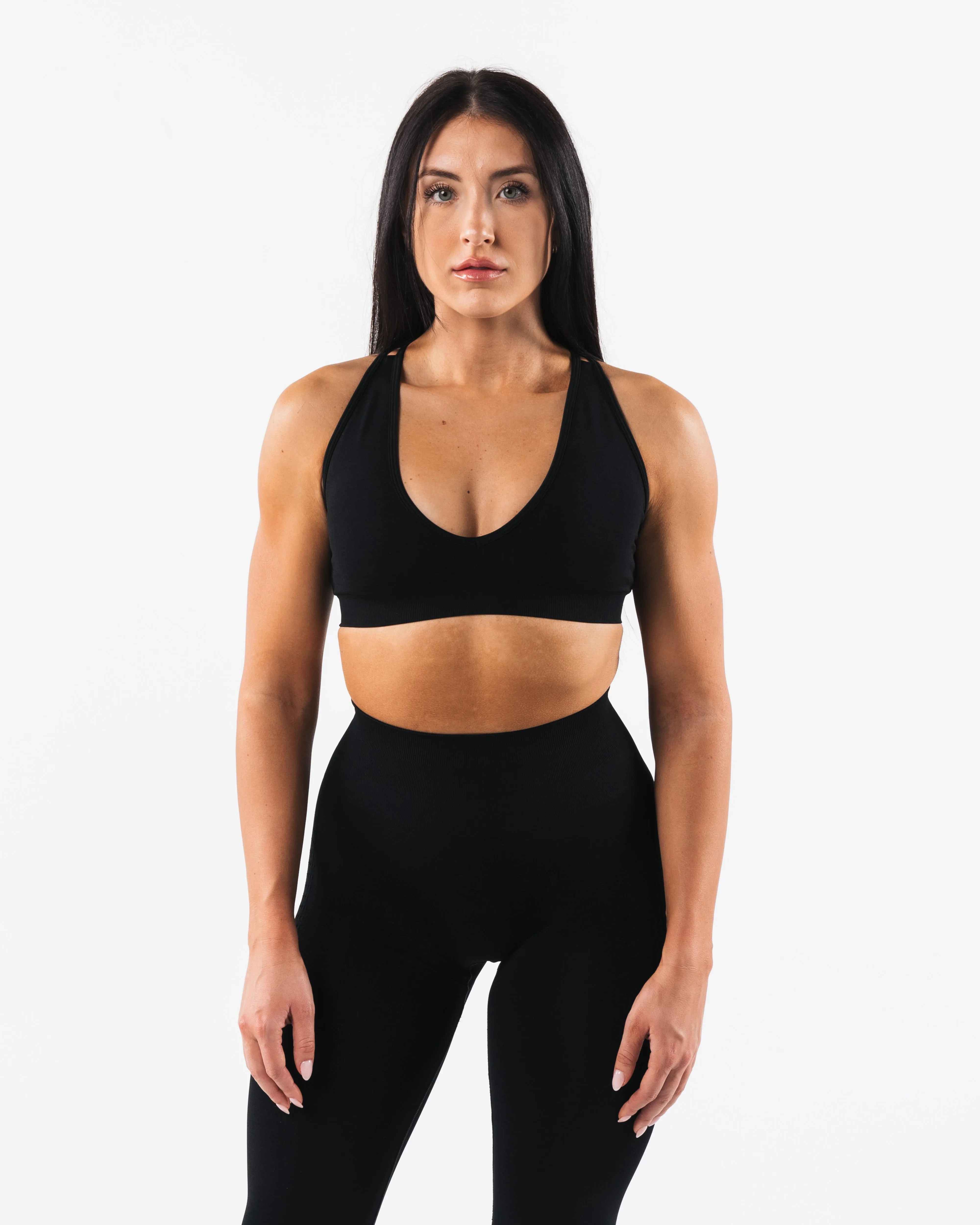 Amplify Deep V Bra - Black sold by Alphalete