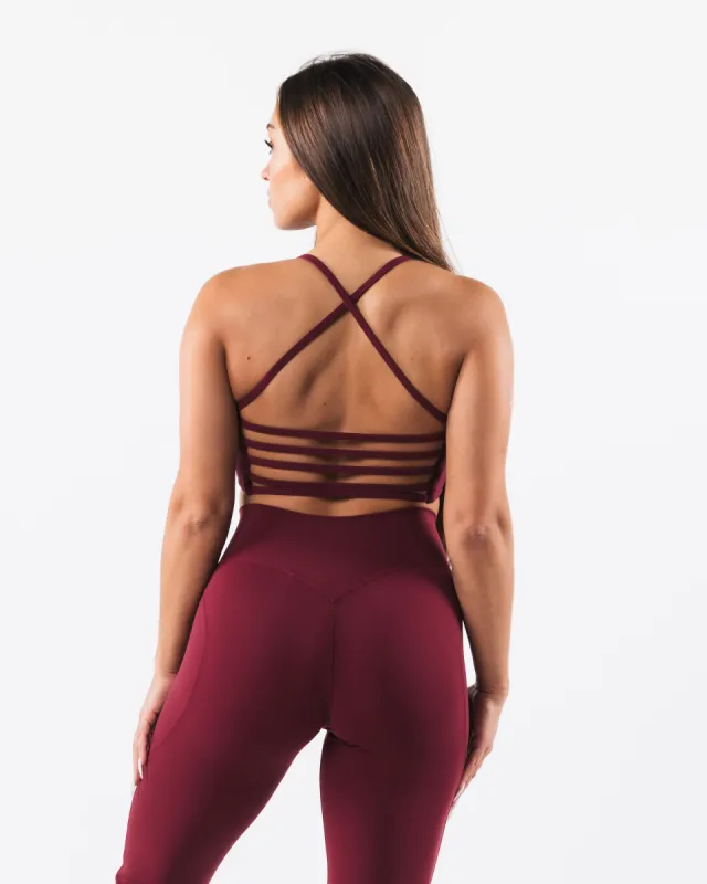 Aura Strappy Longline Bra - Cran sold by Alphalete