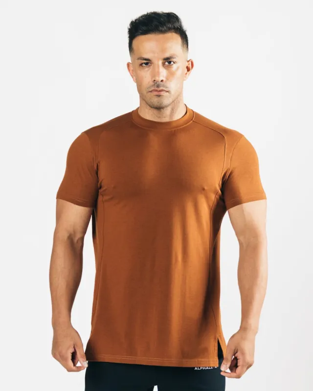 Premium Stepped Hem Short Sleeve - Mahogany sold by Alphalete