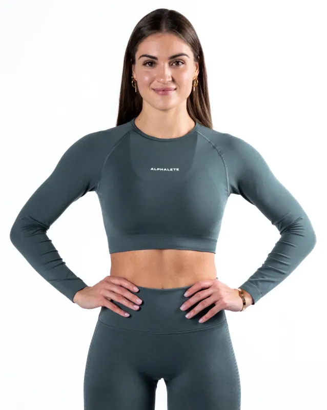 Amplify LS Crop - Charcoal sold by Alphalete