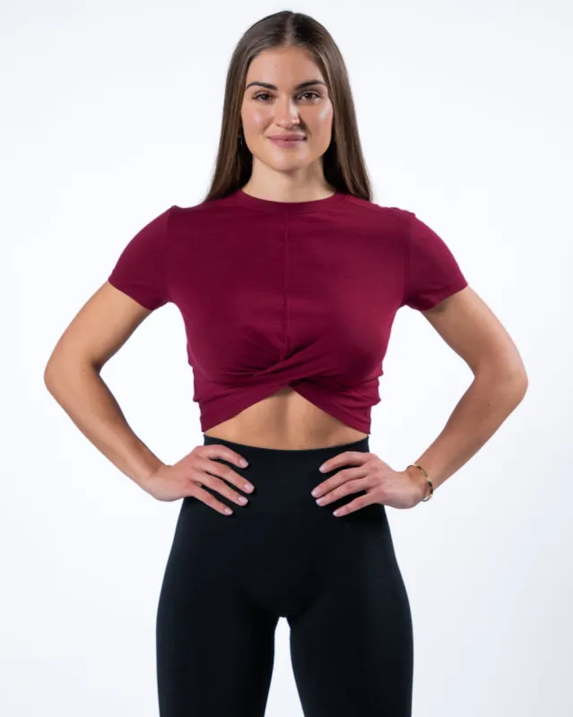 Evo Twist Crop - Ruby Red sold by Alphalete