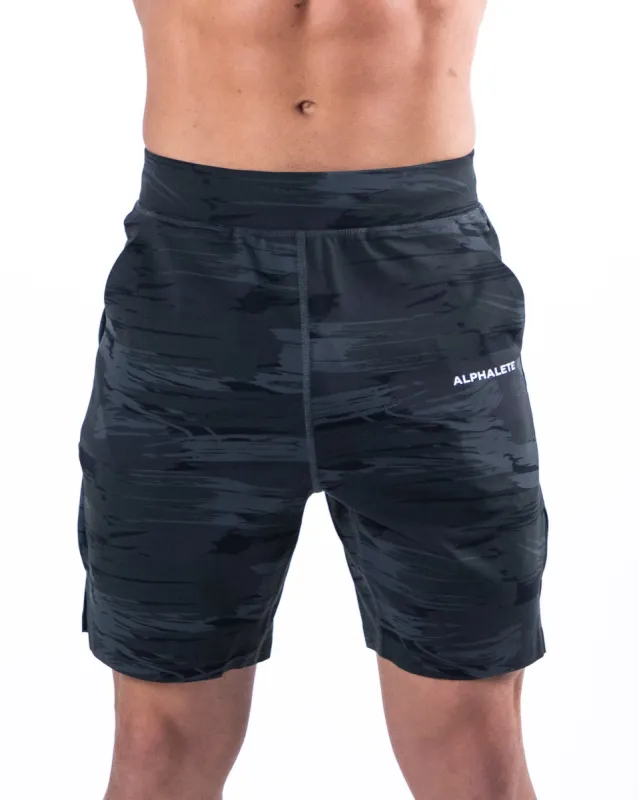 Trace Short 8" - Black Canvas Camo sold by Alphalete