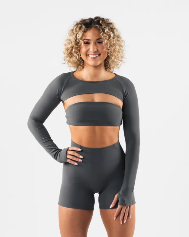 Aura Shrug LS - Pewter sold by Alphalete