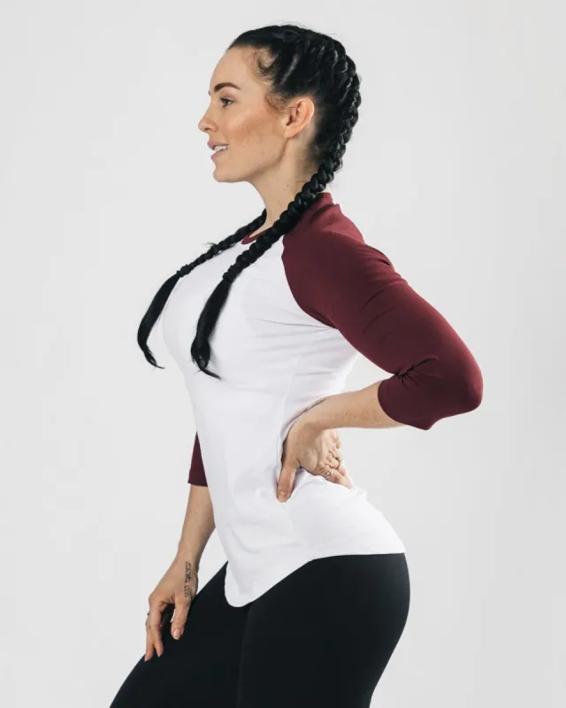 Alphalete 3/4 Sleeve - White & Burgundy sold by Alphalete
