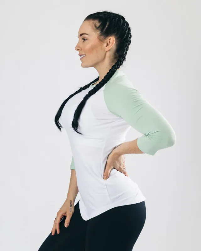 Alphalete 3/4 Sleeve - White & Haven sold by Alphalete