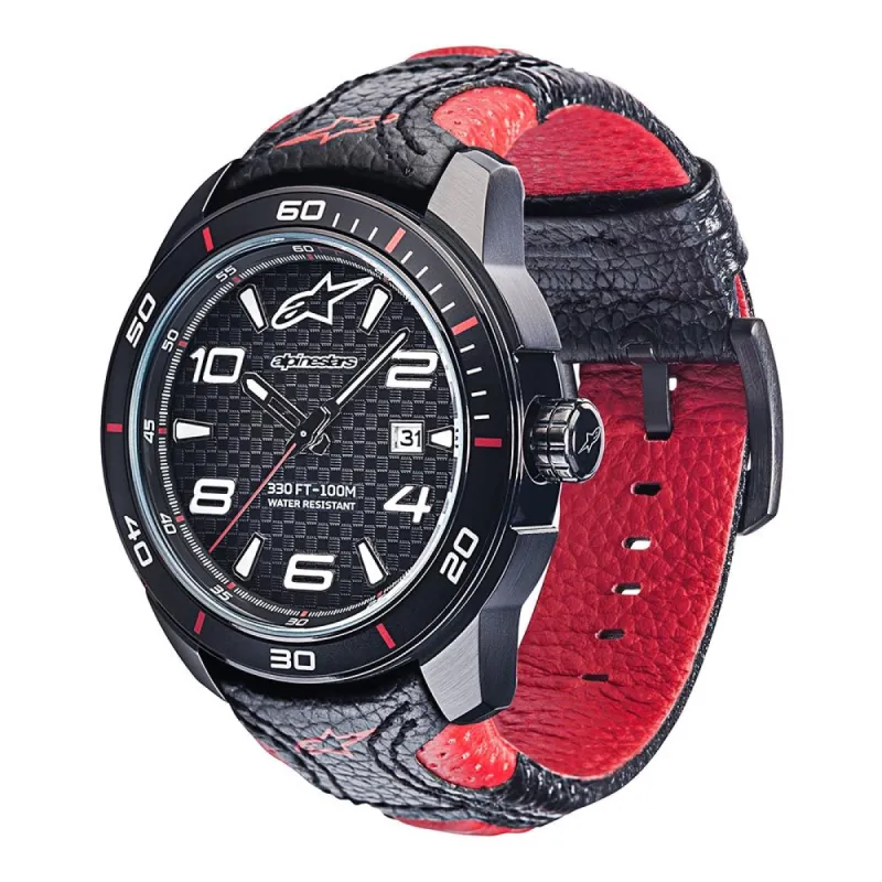 Tech Watch 3H Black Leather-Black/Red sold by Alpinestars