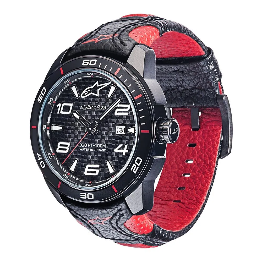 Tech Watch 3H Black Leather-Black/Red sold by Alpine Stars