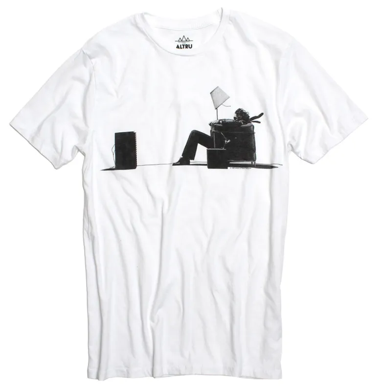 Maxell Blown Away Guy graphic white t-shirt by Altru Apparel made by Altru