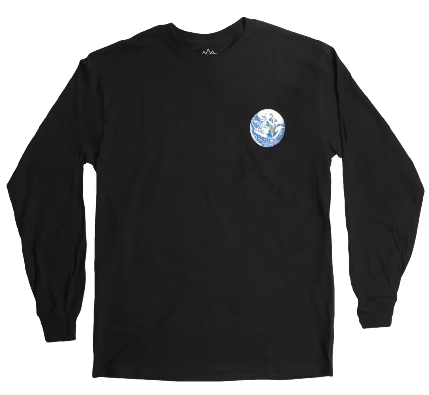 Astronaut Over Earth L/S black T-shirt by Altru Apparel sold by Altru