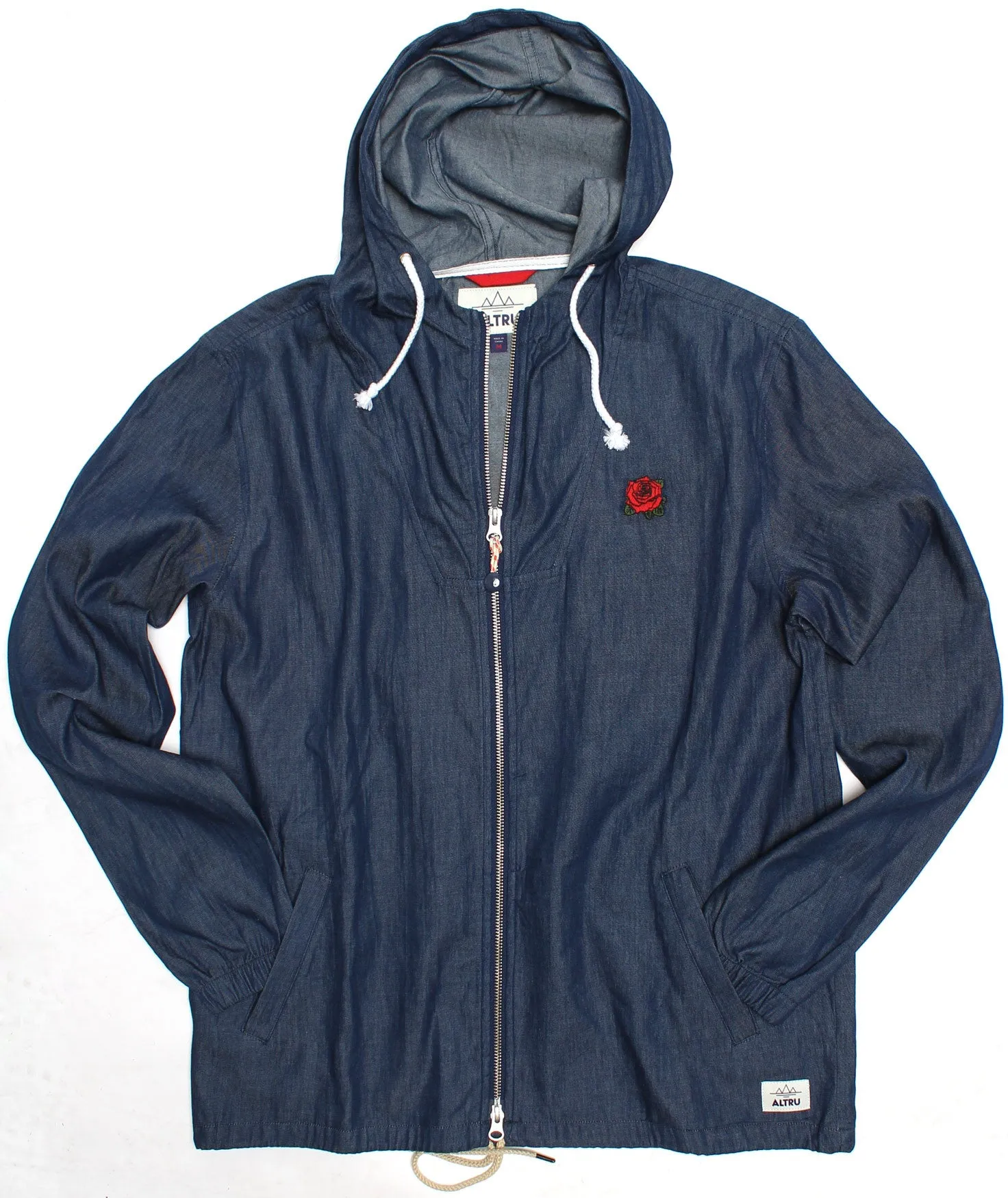 Flower District Light Denim Zip-Up Embroidered Front and Printed Back sold by Altru